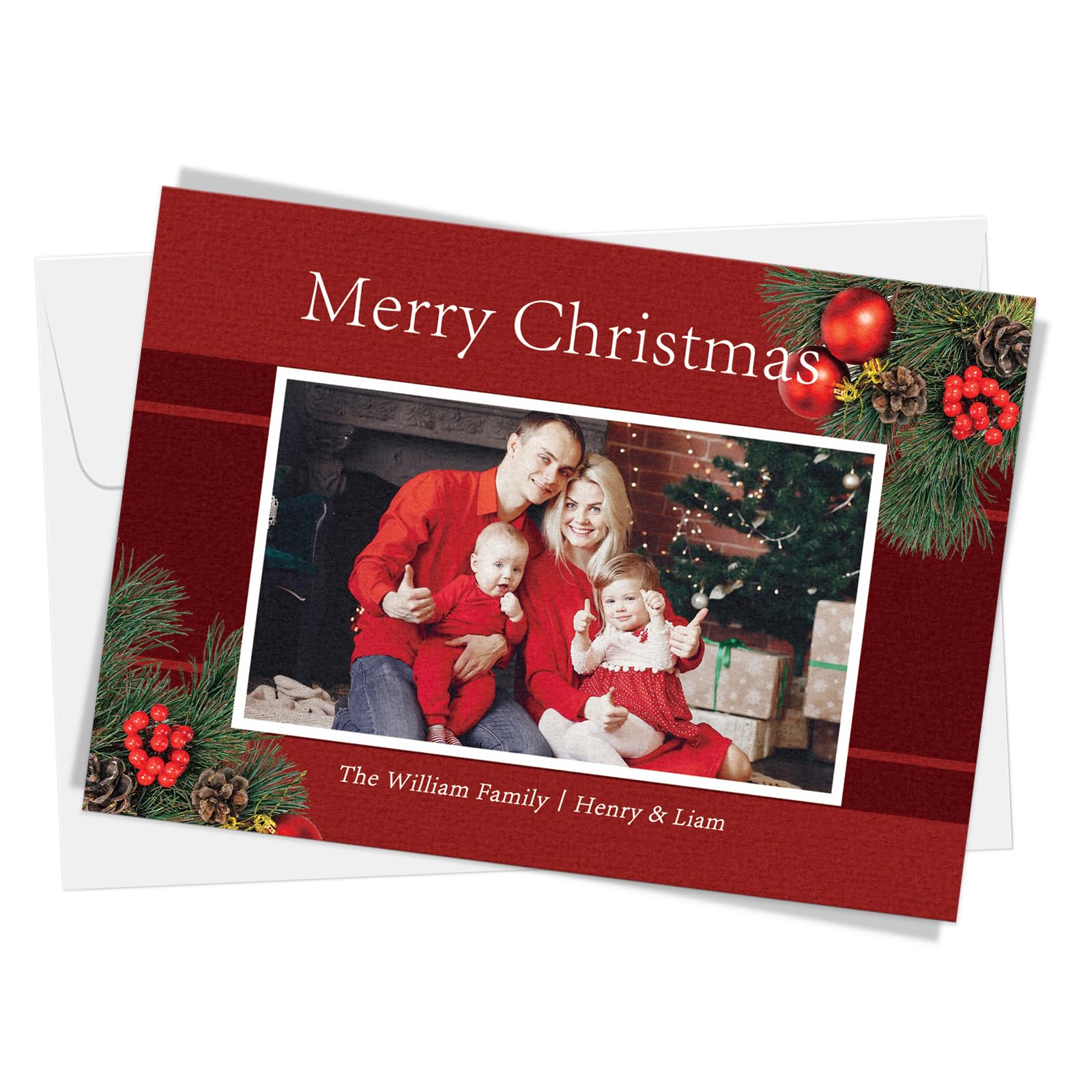 Christmas Cards Personalized Photo Christmas Card with White Envelopes Custom Picture Xmas Holiday Greeting Cards Customized Gift for Friend Family