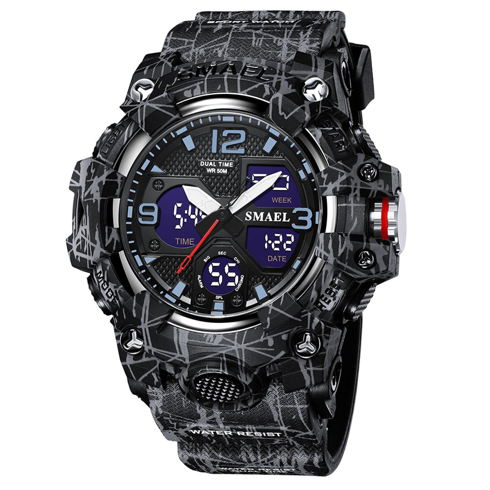 Montre Numerique Homme Etanche Waterproof Digital Militaire Montres avec LED Lumière Alarme Et Calendrier Date Course À Pied Homme Montre Bracelet