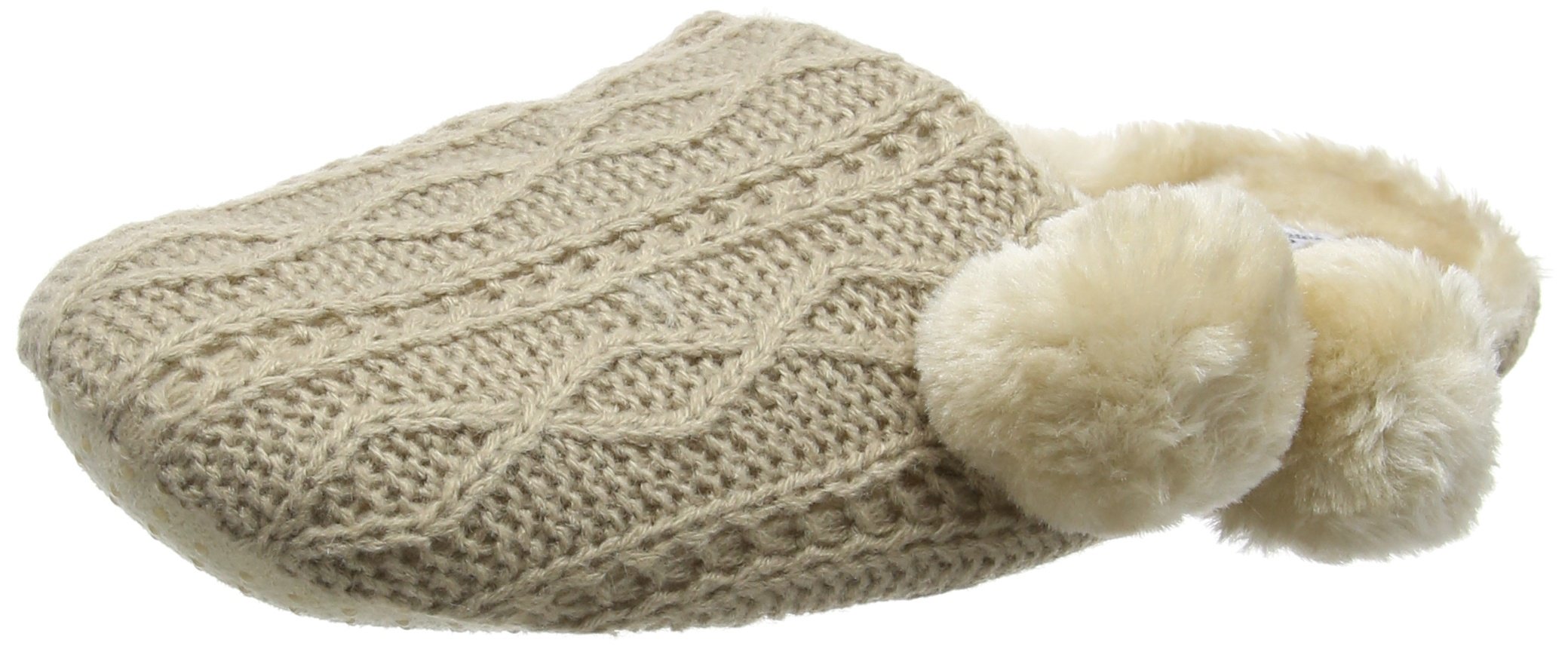 Eaze Cable Knit Fur Pom Women’s Slippers, Grey (Mink), M UK (38/39 EU)