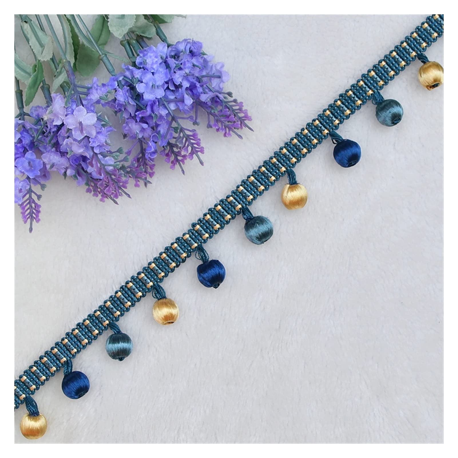 Franges Garniture Gland Gland 3Yard Rayonne Perles Dentelle Gland Frange Boule Rideau Canapé Nappe Accessoires Pom Dentelle Garniture DIY Décoration (Couleur : Rose) (Couleur : Roze) (Roze)