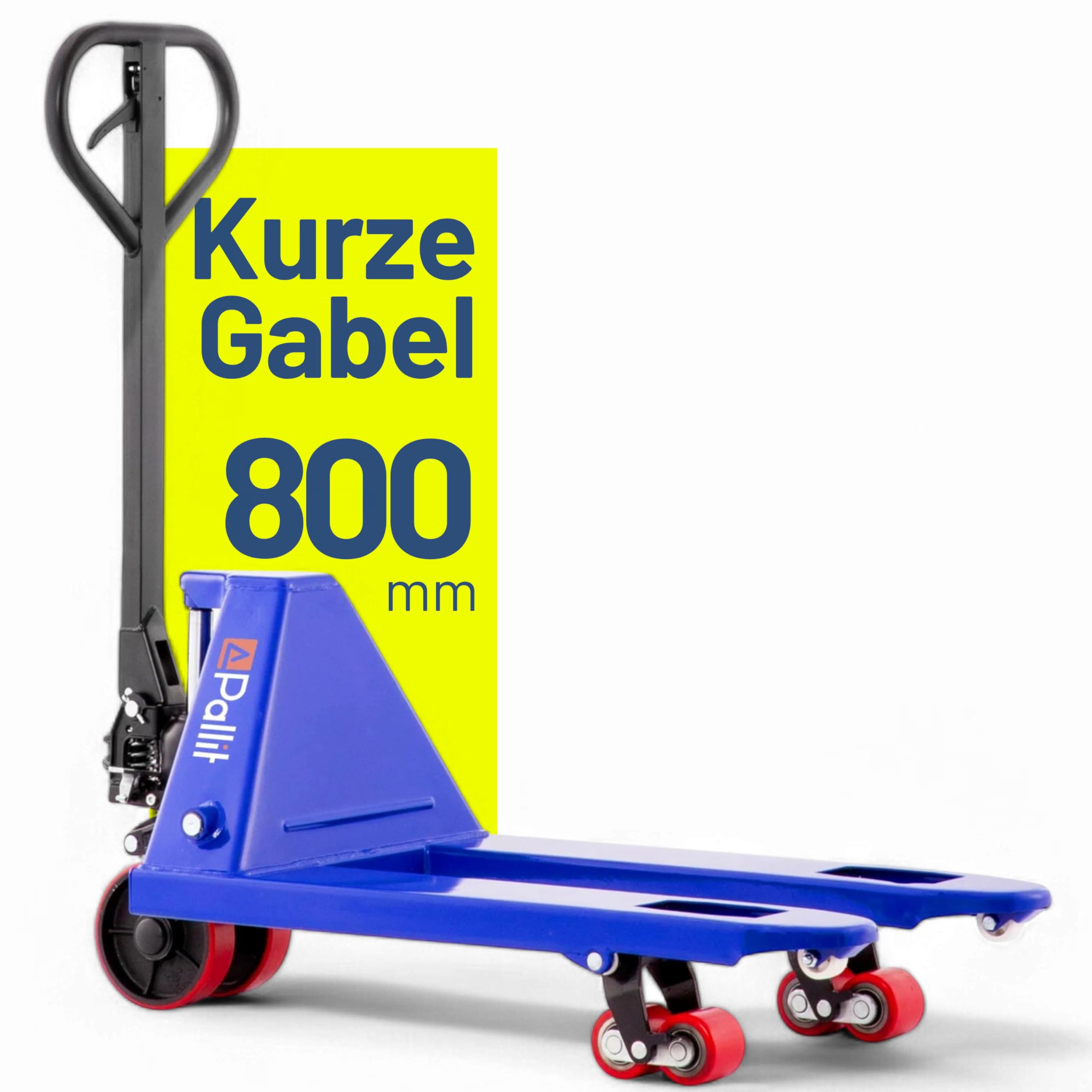 Pallit Transpalette SHORT-P | Capacité de charge 2500 kg | longueur de fourche 800 mm | roues PU | transpalette court