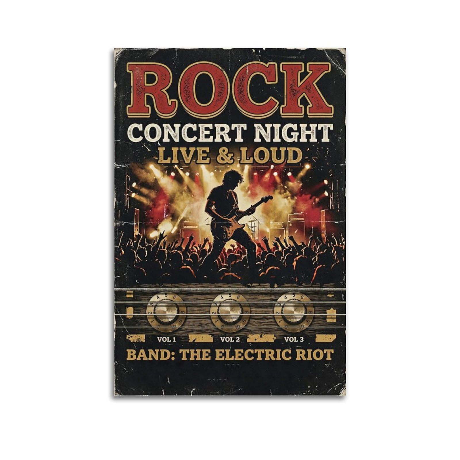OKNGB Vintage Grunge Gig Style Rock Concert Night Poster Decorative Painting Canvas Art Picture 24x36inch(60x90cm)