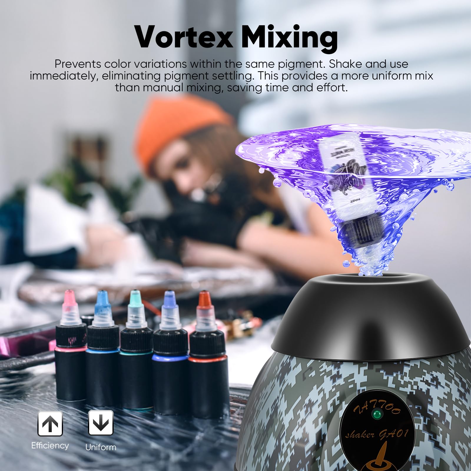Vortex Mixer Mini 5200 U/min, Elektrischer Pigment Shaker mit Touch-Funktion, Lab Vortex Mischer für Farben Schüttler, Nagellack, Tattoo Tinte, Wimpernkleber, Farbschüttler für Reagenzgläser, Grün