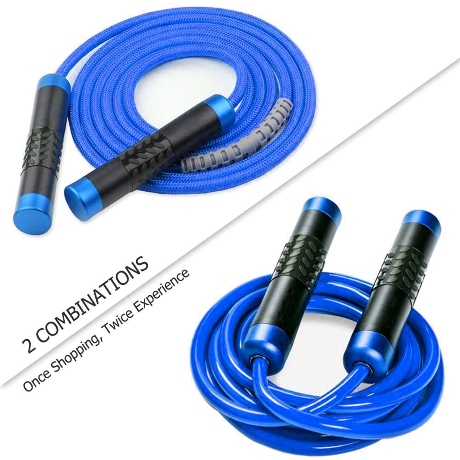 Redify gewichtetes Springseil (0,5 kg) mit verwicklungsfreiem Kugellager für schnelles Training, verstellbar, Aluminium-Griff, 9 mm Baumwollstoff, massives PVC, ideal für Fitness, Boxen & Abnehmen