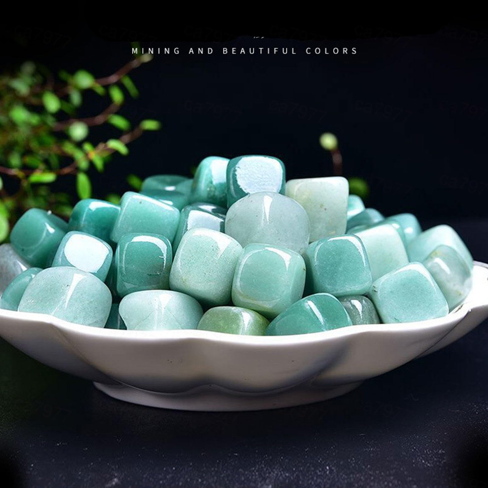Piedras Pulidas Caídas Cristales Curativos Cubo Cuadrado - Piedra Preciosa de Aventurina Verde Natural a Granel para Energía Curativa Wicca Reiki - 2.2 Libras, 20 Mm