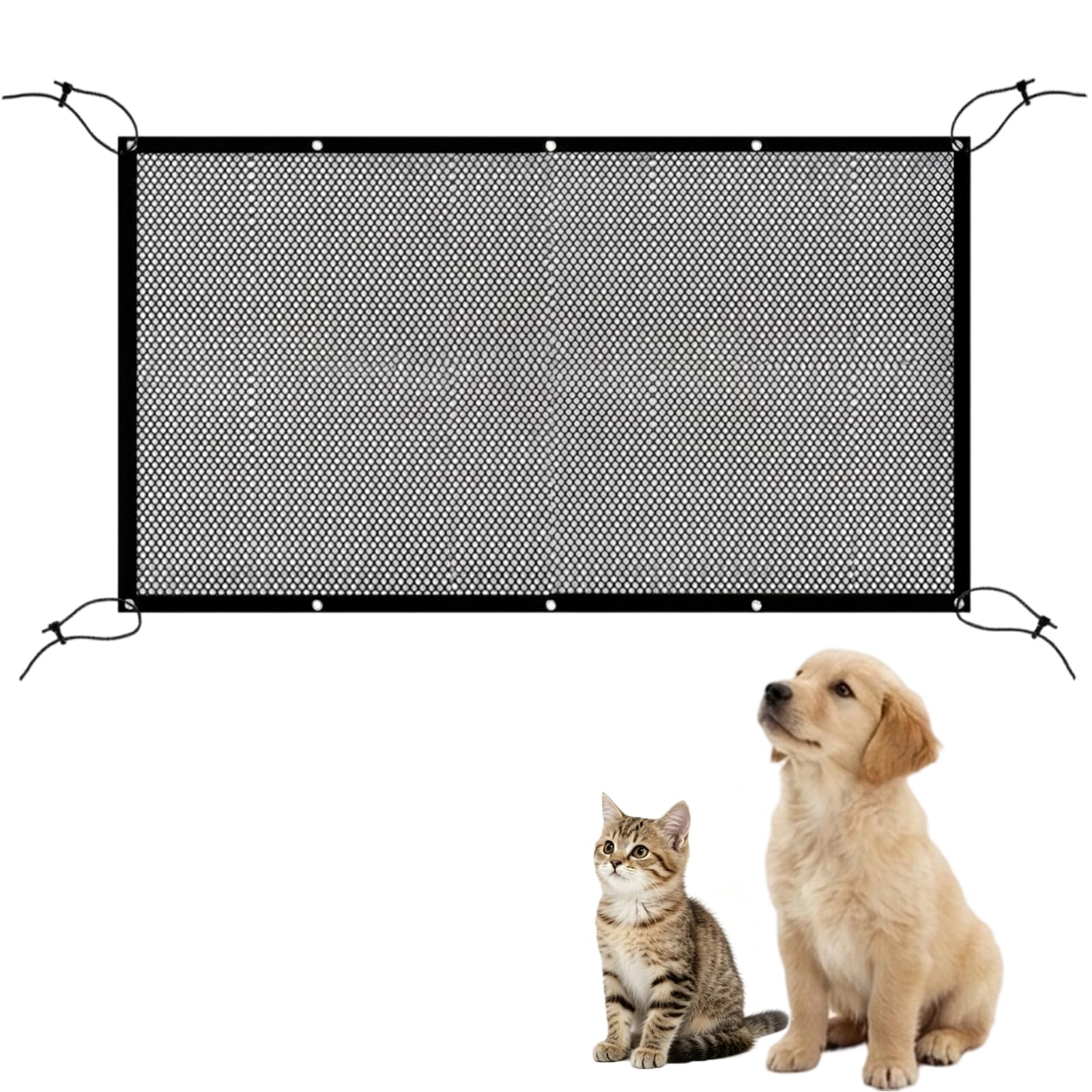 Stairgates for Dogs, Dog Gates, Cat Gate, One Black 116x76cm Mesh Stair Gate, Pet Safety Barrier for Stairs and Doorways, Ideal for Apartments and Travel