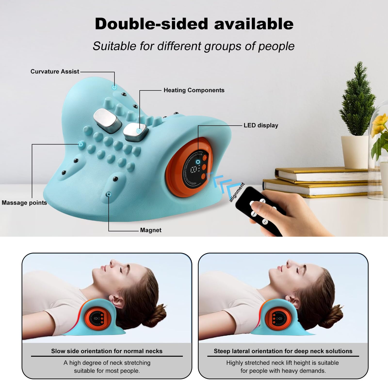 Nackenmassagegerät mit Wärme, 3D-Nackenmassage, Kabelloses Massagegerät für Nacken, 3 Modi & 6 Intensitätsstufen