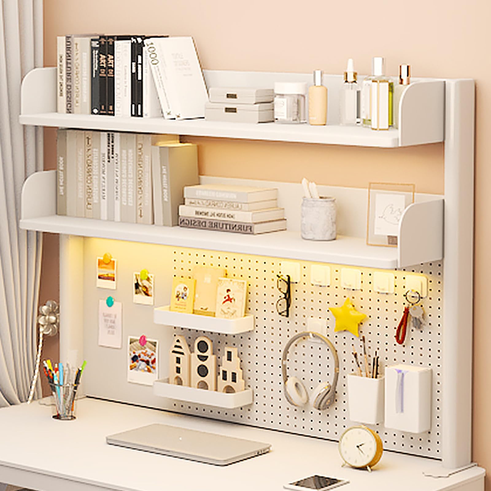 Mensola da Scrivania Workstation con Pannello Forato Estensibile da Scrivania, Scaffale da Scrivania con Morsetto Sopra, Pannello con Picchetti Magnetici in Metallo con 20 Accessori ( Size : 100*95cm/