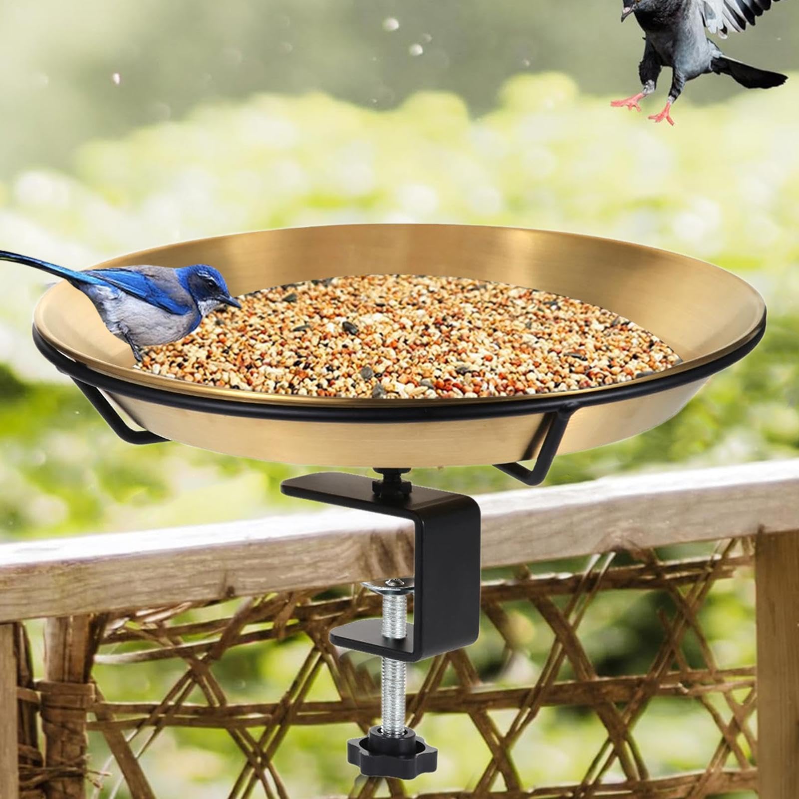 Baño De Pájaros Montado En Barandilla Decoración Metálica De Jardín De | Cuencos De Jardín Para Baño Y De Aves En Patio, Césped, Porche, Jardín, Balcón, Ventana Y Valla