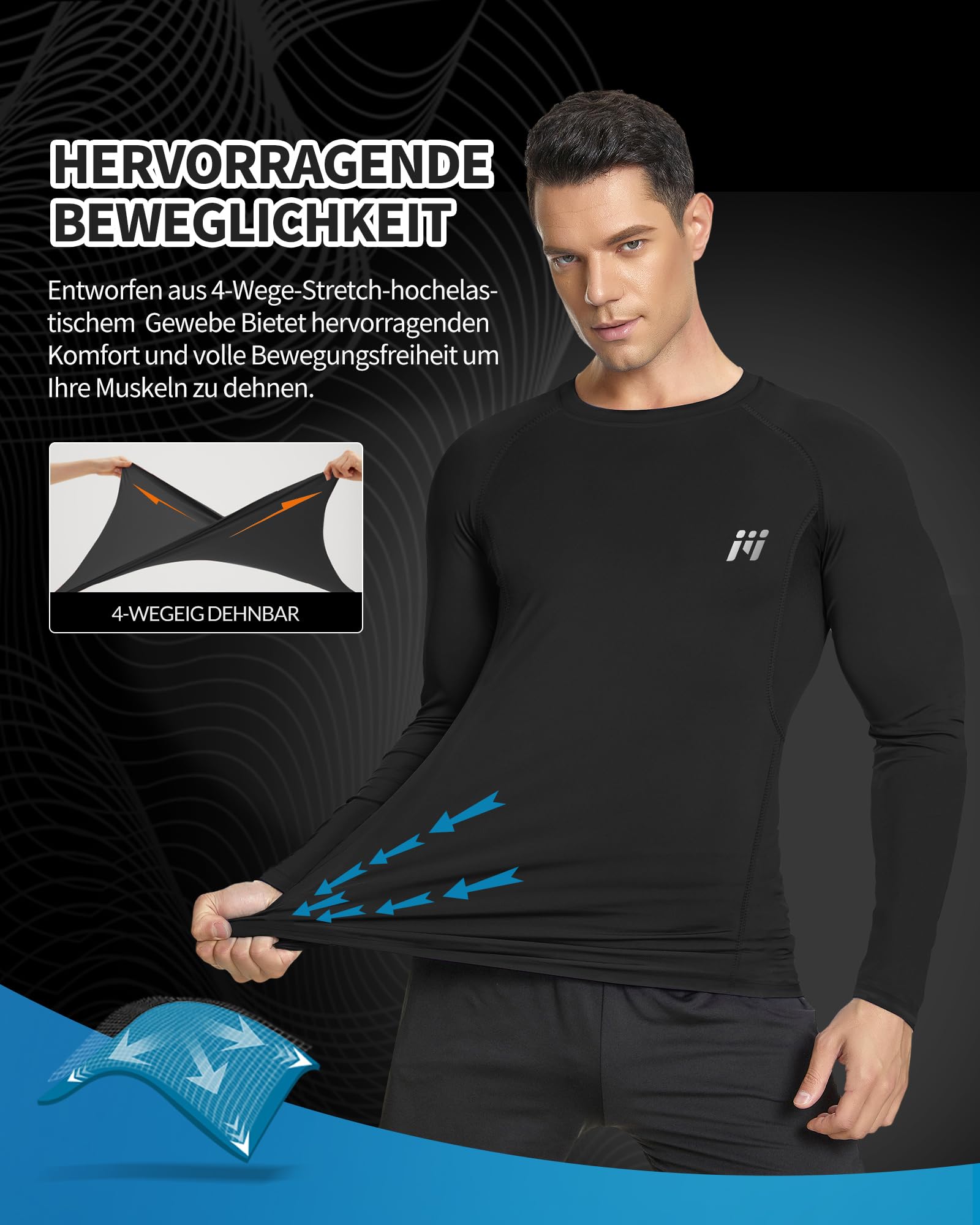 MEETYOO T-Shirt Compression Manches Longues Homme Base Layer Respirant évacuant humidité séchage Rapide Sport Fitness Running