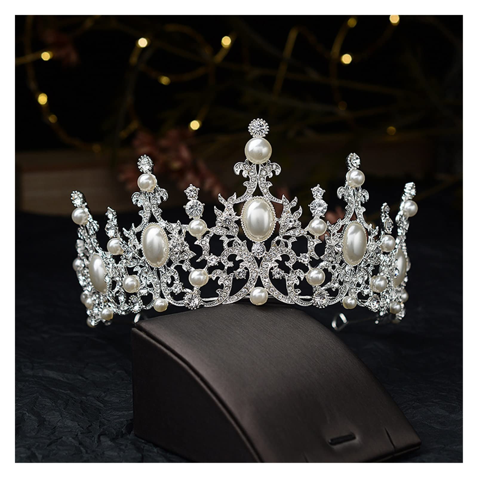 Barokowy luksusowy posrebrzany kryształowy perłowy diademy ślubne Rhinestone Pageant Diadem opaski ślubne akcesoria do włosów prezent Tiara (kolor metalu: srebrny)