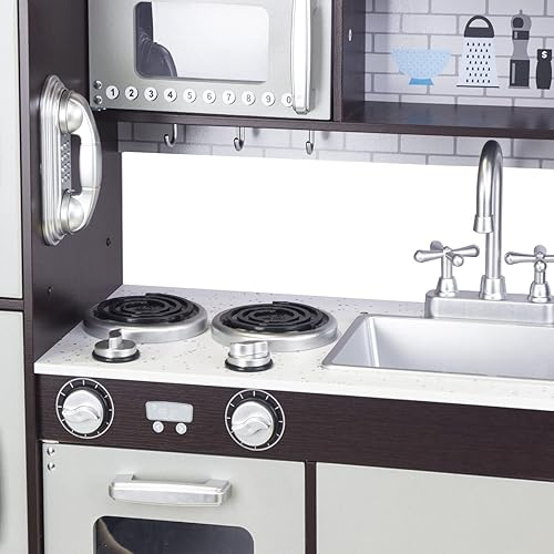 Miniatura 3 de WoodenEdu Juego de cocina de madera para niños pequeños, regalo de cocina de juguete para niños y niñas, a partir de 3 años, dimensiones 38 pulgadas