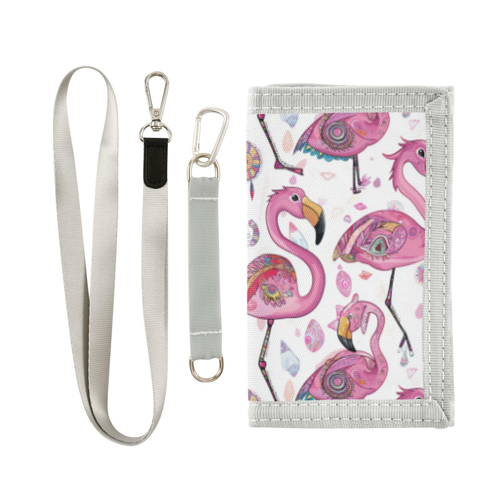 Wusikd Pink Flamingos Boho Kids Wallet for Boys Girls Cute Toddler Trifold Wallet Novelty Wallet for Teens Women Men