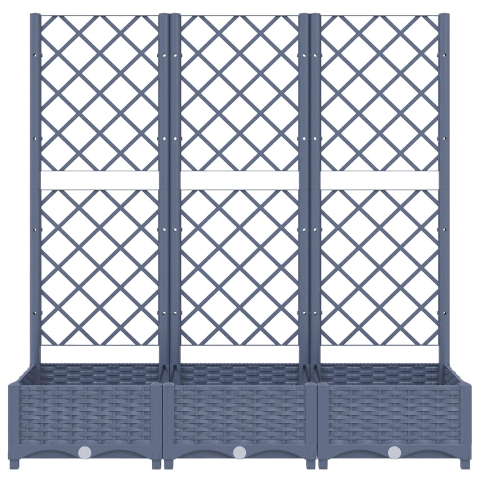 IKAYAA Jardinera con Enrejado PP Jardinera con Celosía Gris Oscuro Macetero con Soporte para Flores Plantas en Exterior Terraza Jardín Balcón 120 x 40 x 121.5 cm