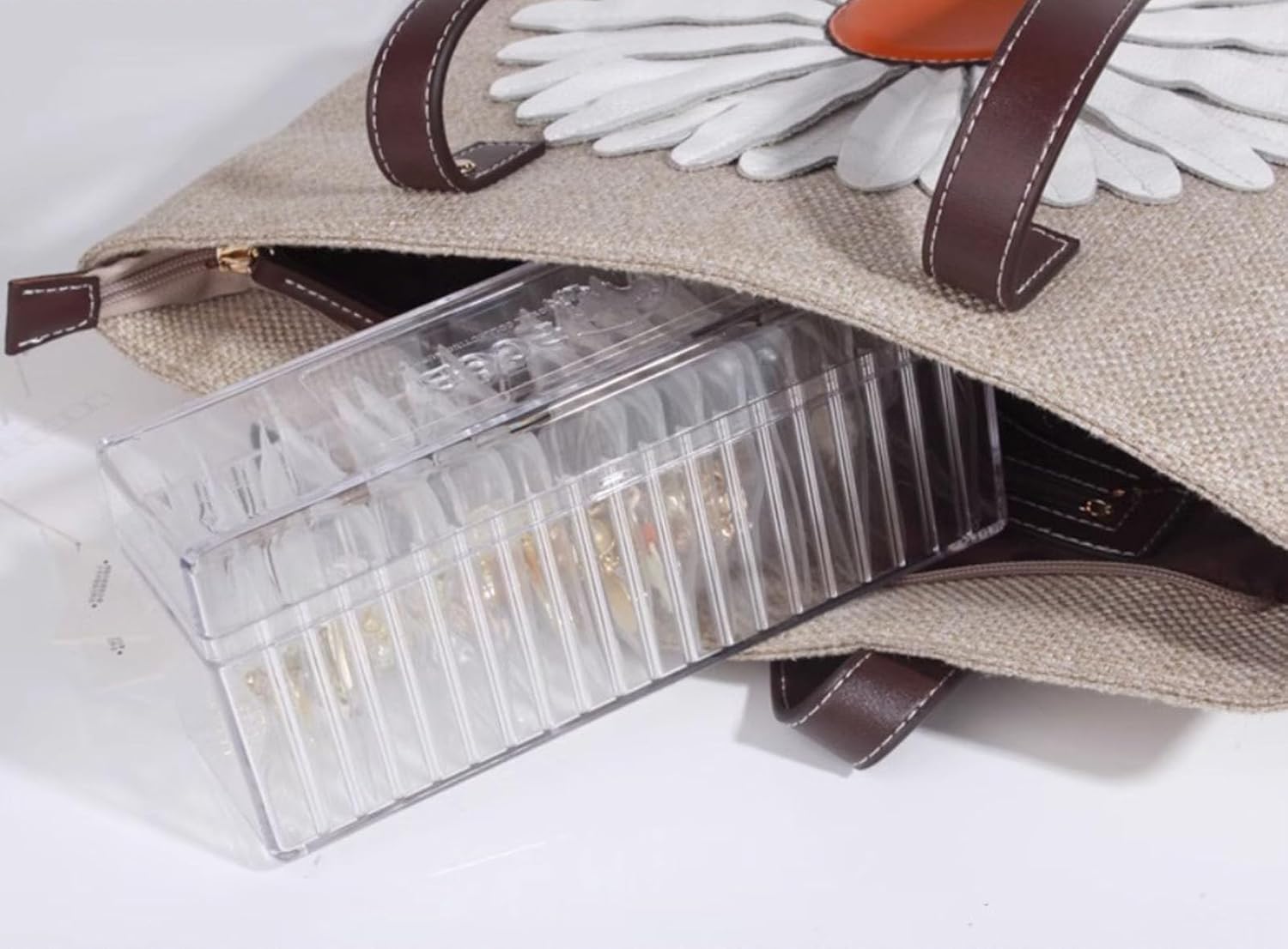 Acrylic Jewelry Box Organizer With 20 Portable Anti Tarnish Jewelry Bags, Clear Jewelry Organizer Holder, Jewelry Organizers And Storage, for Earrings Rings Women Girls (Box+20PCS Bags)