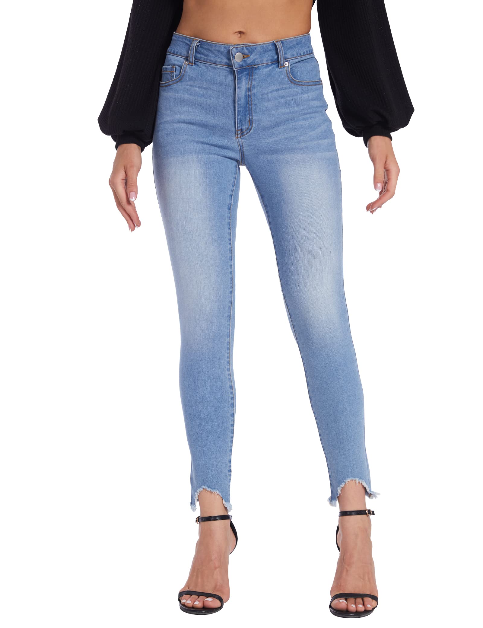 LICTZNEE Women's High Waisted Skinny Jeans Ripped Stretch Jeans Boyfriend Distressed with Hole