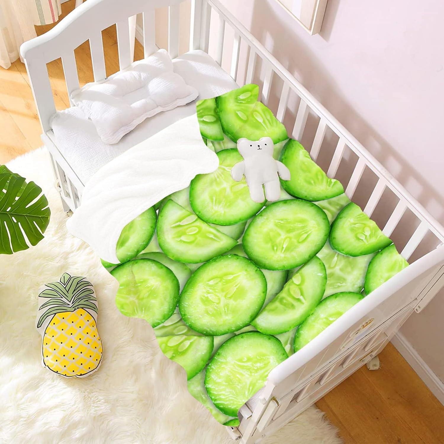 Cucumber Slices Blanket,Lightweight Flannel Fleece Love Cucumber Slices Throw Blanket Gifts for Girl All Season,Blanket for Bed/Couch/Sofa (40"x50" for Kids/Children, Cucumber Slices)