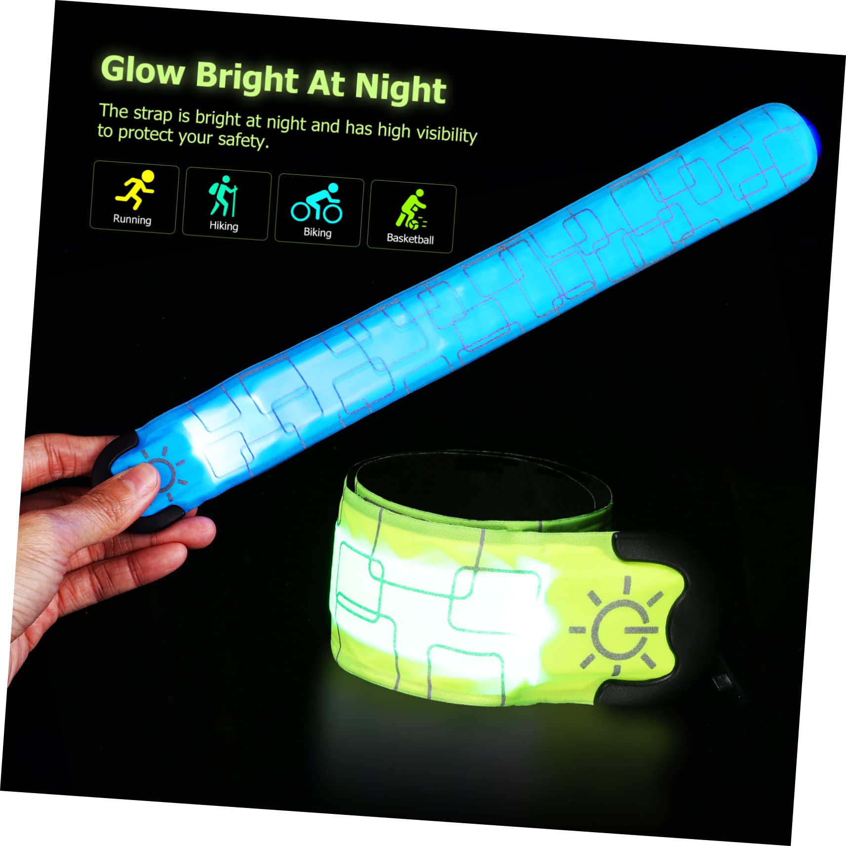 Hemobllo 4 Pièces Bracelets LED Rechargeables Armbands Réfléchissants pour Course Verts Modes Multiples
