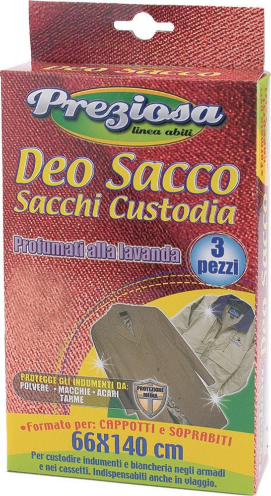 Precious sac01400 a Bags deosacco Coat, 24.5 x 12.5 x 5 cm, 3 units, Transparent, 24.5x12.5x5 cm