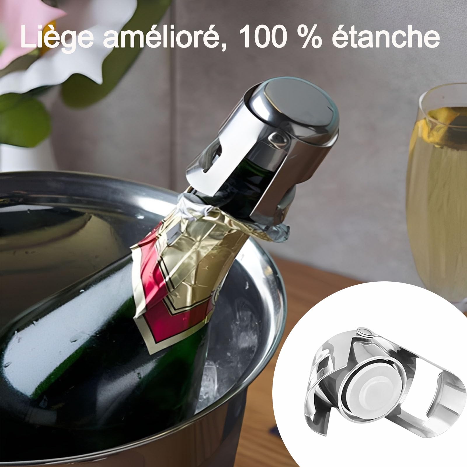 LATRAT Korki do szampana/wina ze stali nierdzewnej, korki do szampana, cava, prosecco i wina musującego, korki do szampańskiego strażnika bąbelkowego