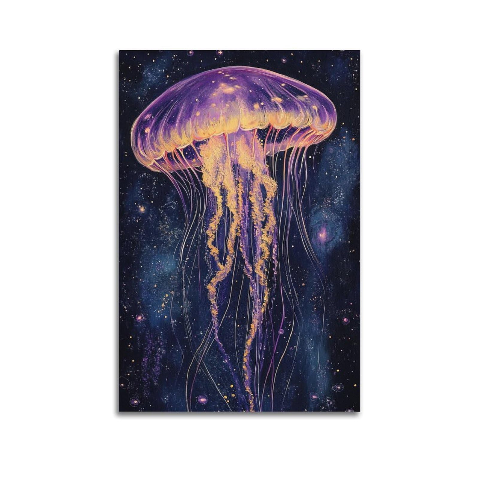 WPHSFX Marine Animal Poster Purple Jellyfish Odyssey Poster Decorative Painting Canvas Wall Posters And Art Picture Print Modern Family Bedroom Decor Posters 20x30inch(50x75cm)