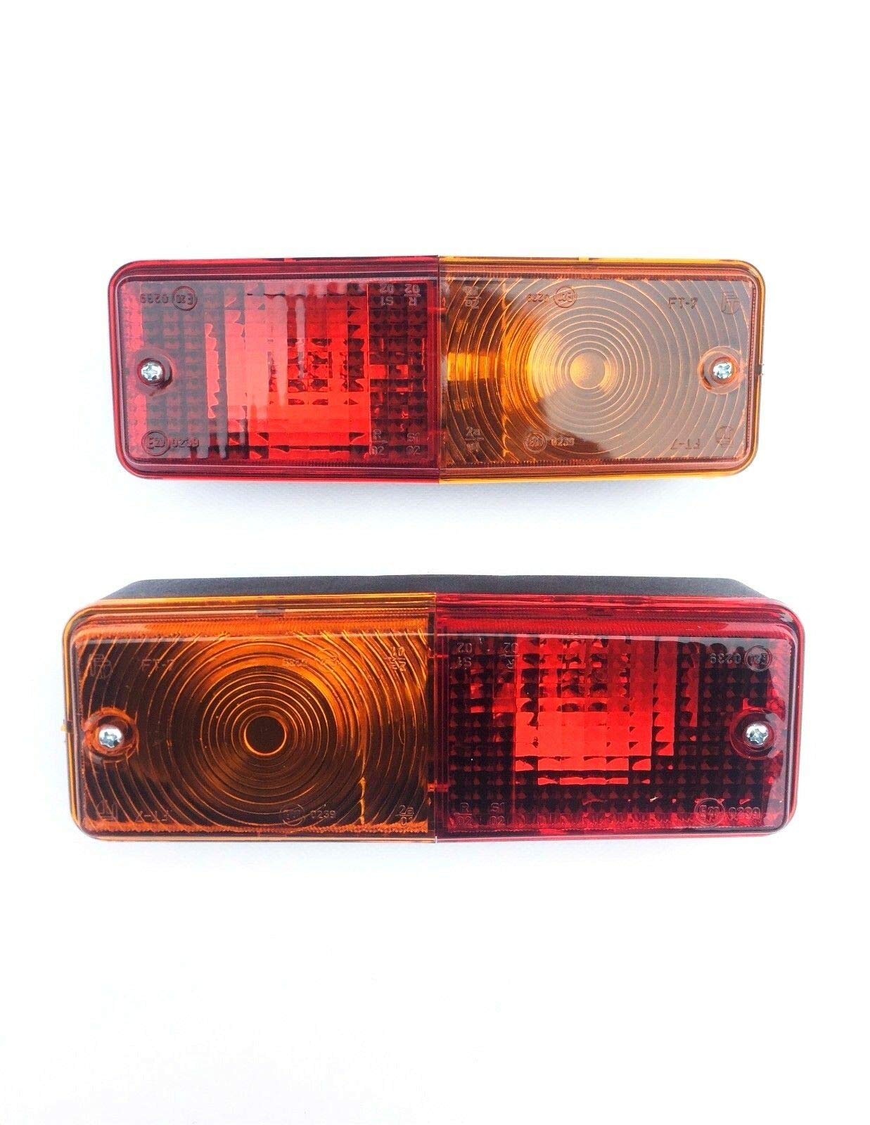 Fristom Incandescente Lot de 2 feux arrière pour tracteur, remorque, camion, remorque, remorque, 12 V, 24 V, 195 x 65, Noir,Rouge,jaune