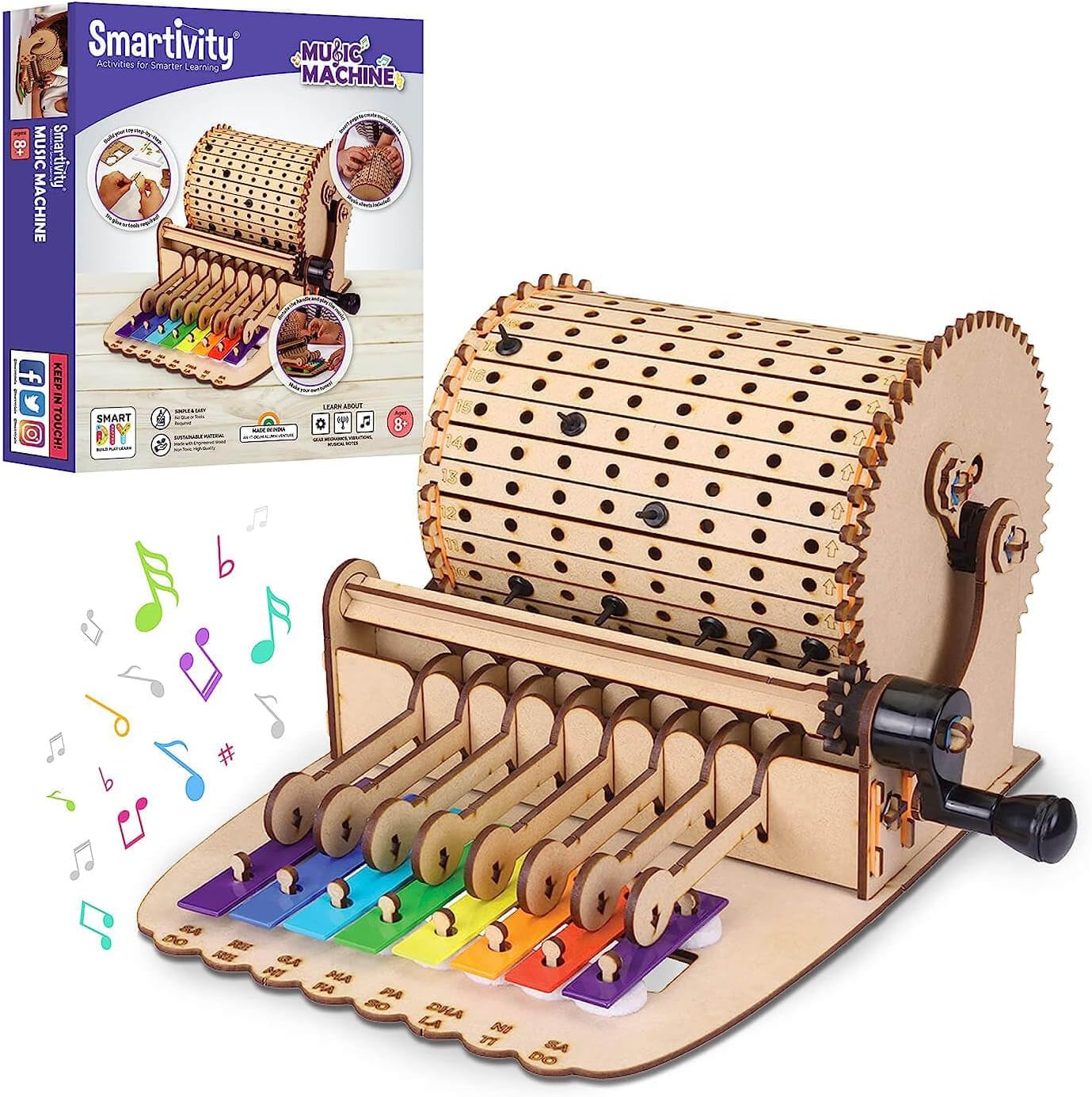 Music Machine; Mechanical Action, Science, Engineering STEM and STEAM Building Kit for Kids Ages 8 and Up