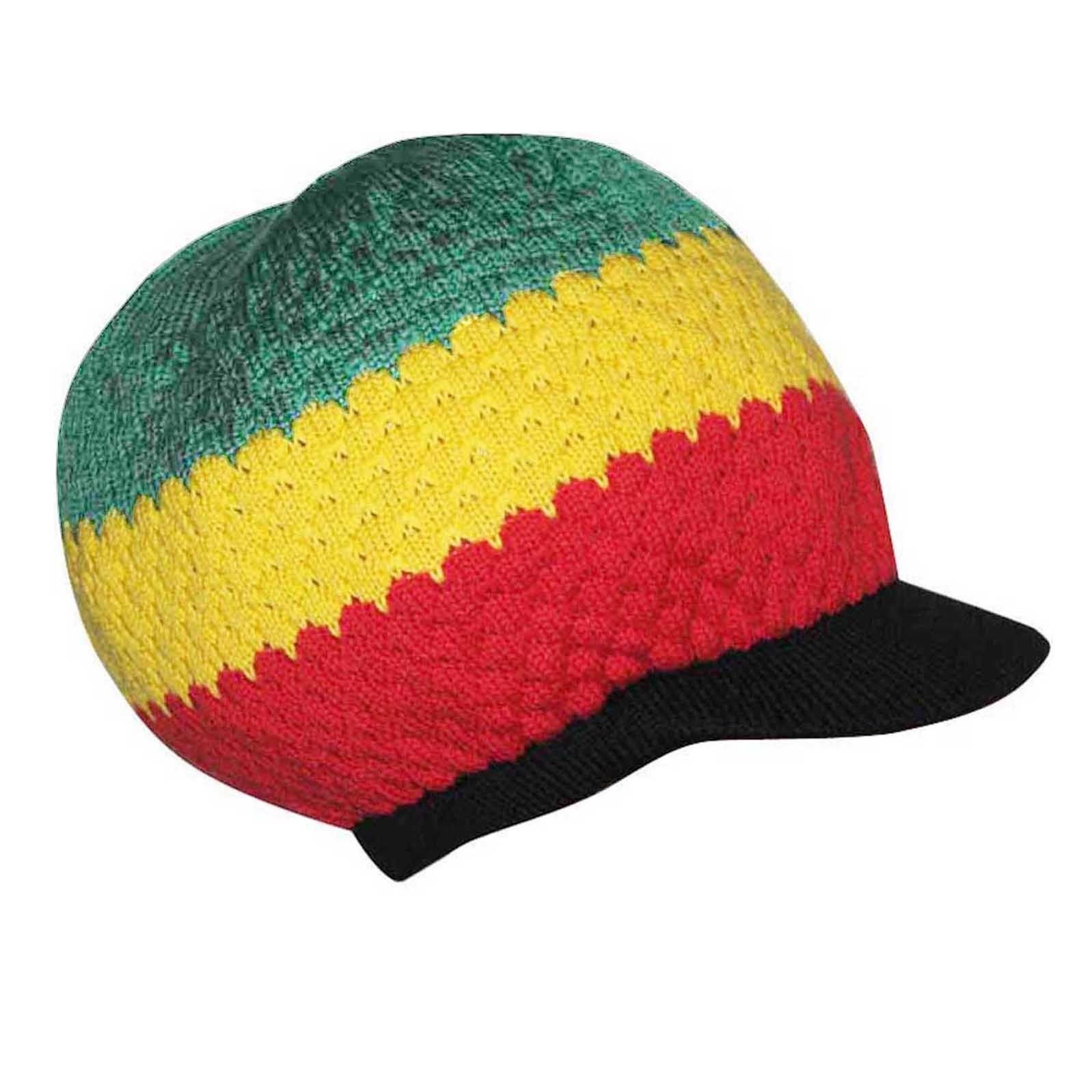 FIREBUN Black Green Red Yellow Rasta Hat Cap Rasta Reggae Jamaica Dreadlocks M/L