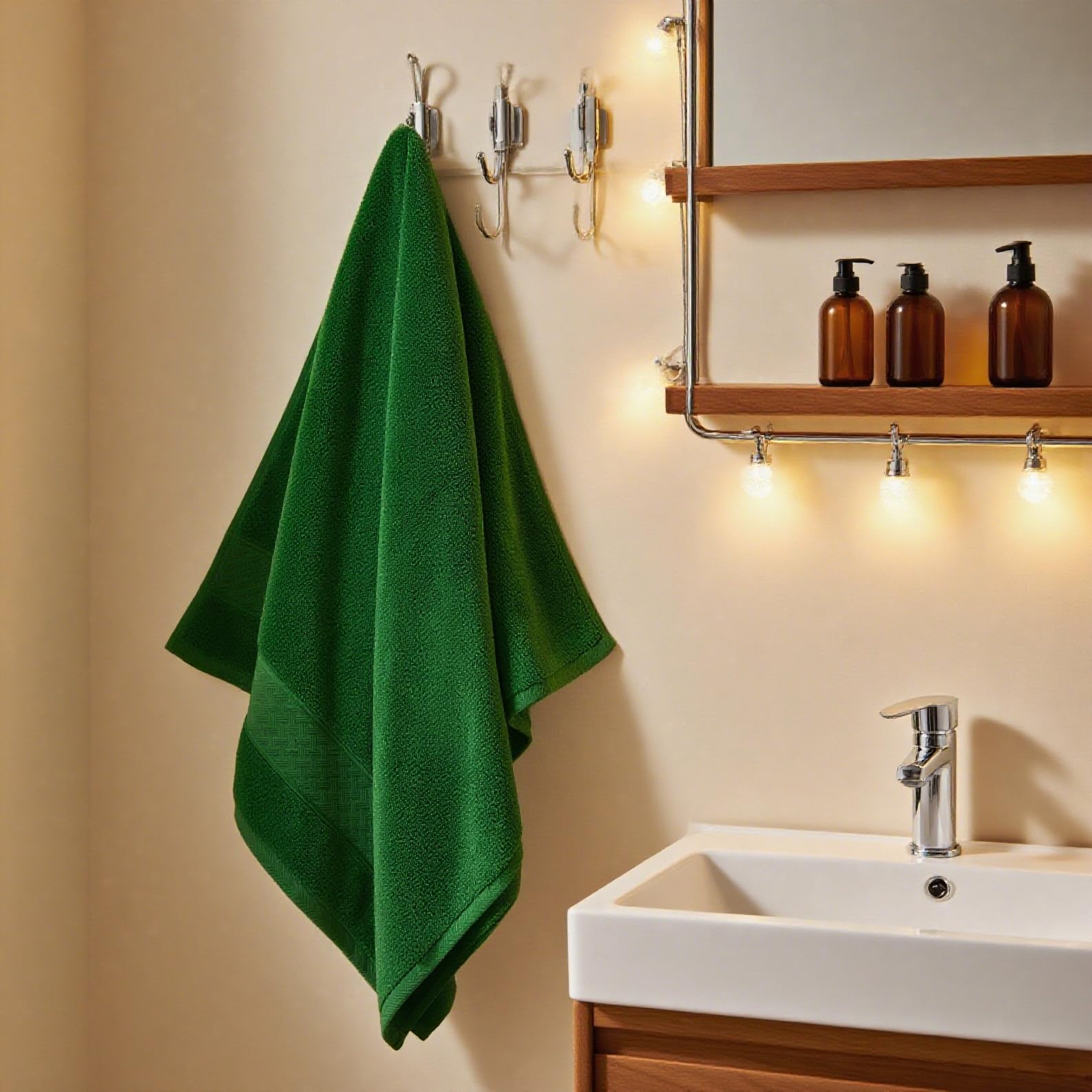 COZYART Formalny zielony zestaw ręczników kąpielowych, 6-częściowy, luksusowa, 100% turecka bawełna, 650 g/m², jakość hotelowa, miękkie, chłonne, zestawy ręczników do łazienki, 2 ręczniki kąpielowe, 2