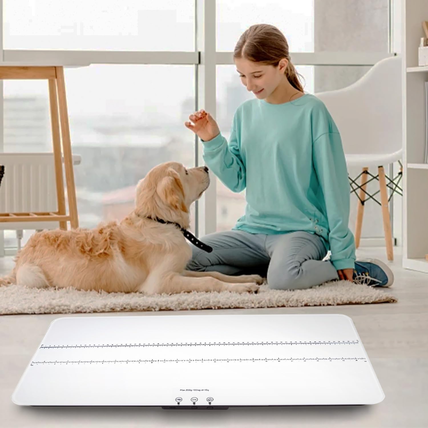 UNIWEIGH Digitale Haustierwaage, 10 g, hohe Genauigkeit, für Hunde und Katzen, 3 Wiegeeinheiten, Tara-/Haltefunktion, Babywaage, gehärtetes Glas, USB-Kabel, groß | 3 Wiegeeinheiten/Tara-/Haltefunktion, Babywaage für Haustiere, gehärtetes Glas, USB-Aufladu