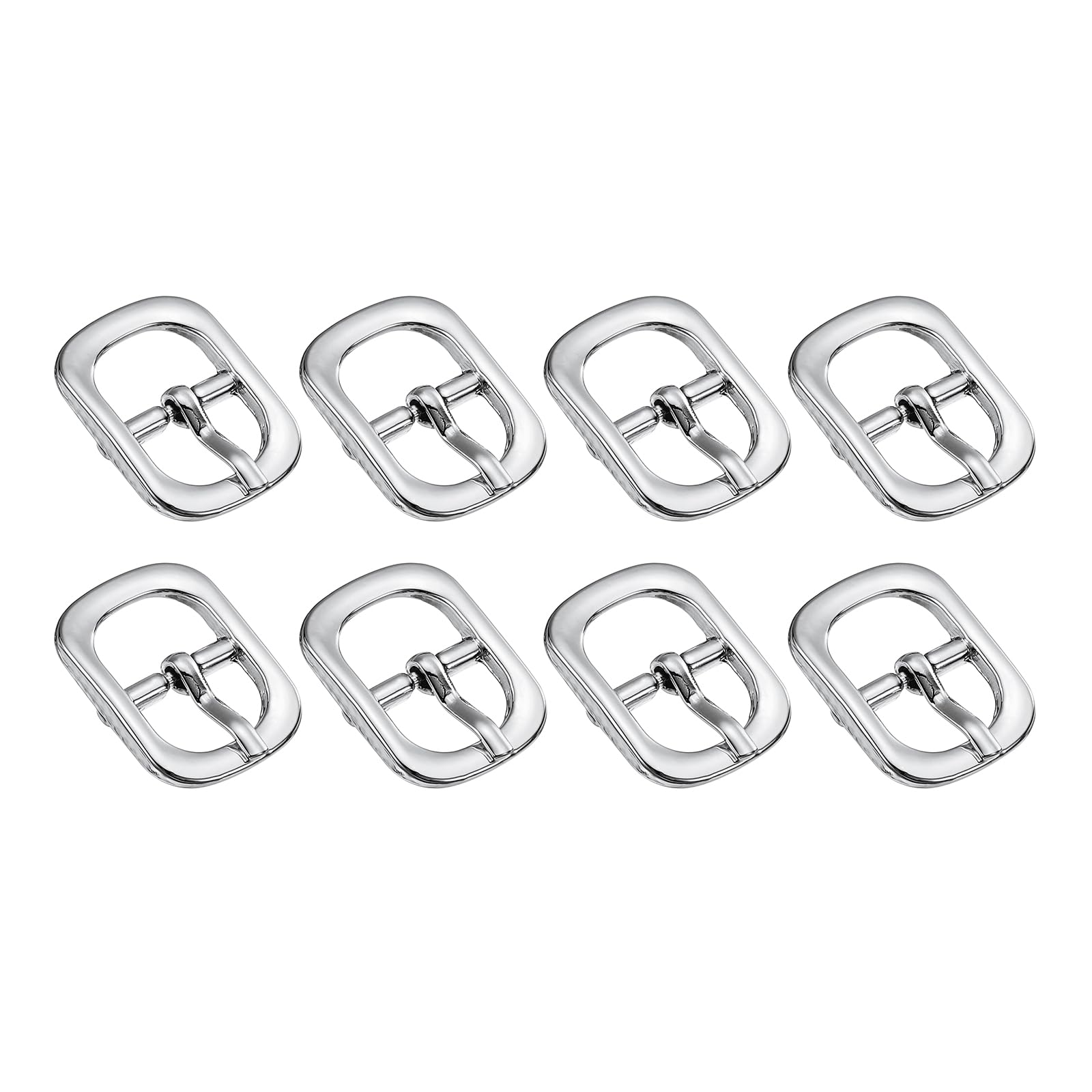Uxcell 8Pcs 0.47" Metal Roller Buckle, Single Prong Belt Buckle Oval Center Bar Buckles for Leather Craft Accessories Silver