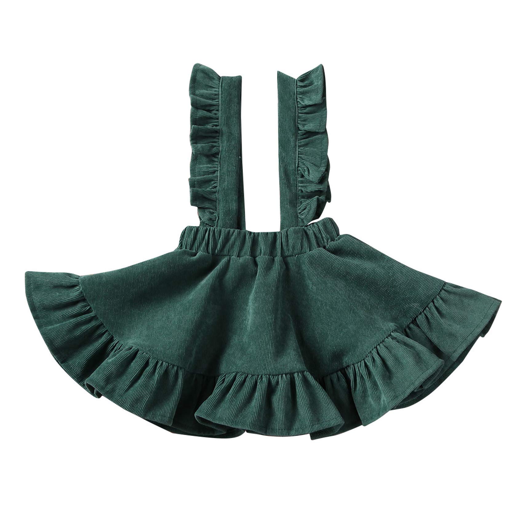 Specialcal Baby Girls Floral Velvet Suspender Skirt Infant Toddler Ruffled Casual Strap Sundress Summer Outfit Clothes (2-3T, Green)