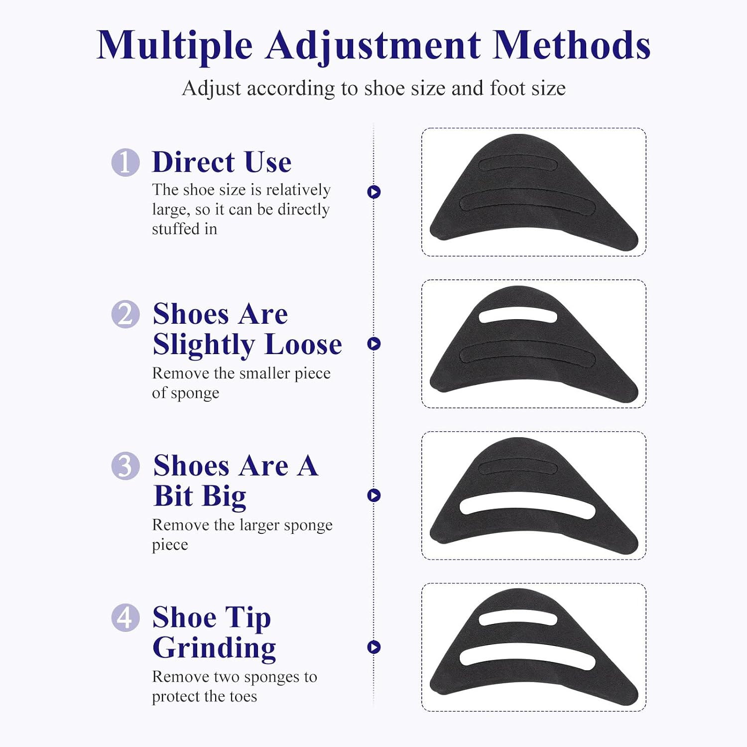 Thickened Sponge Adjustable Shoe Filler Black for Heels and Flats