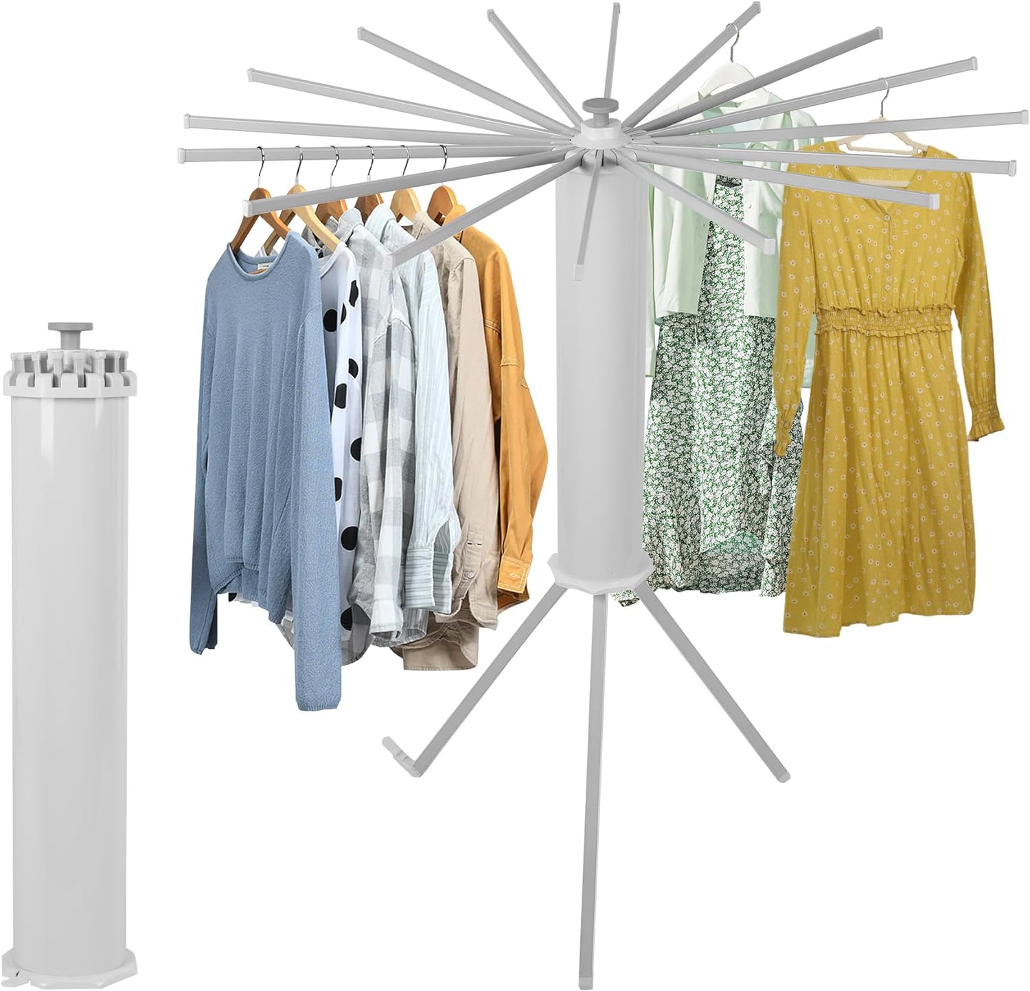 Clothes Drying Rack, Foldable Portable Drying Rack Clothing Space Saving, Upgraded Collapsible Standing Drying Rack with 16 Carbon Steel Poles for Indoor Laundry Clothes Towel Drying