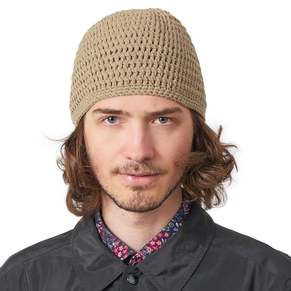 CHARM Cotton Skull Cap for Men - Crochet Kufi Hat Mens