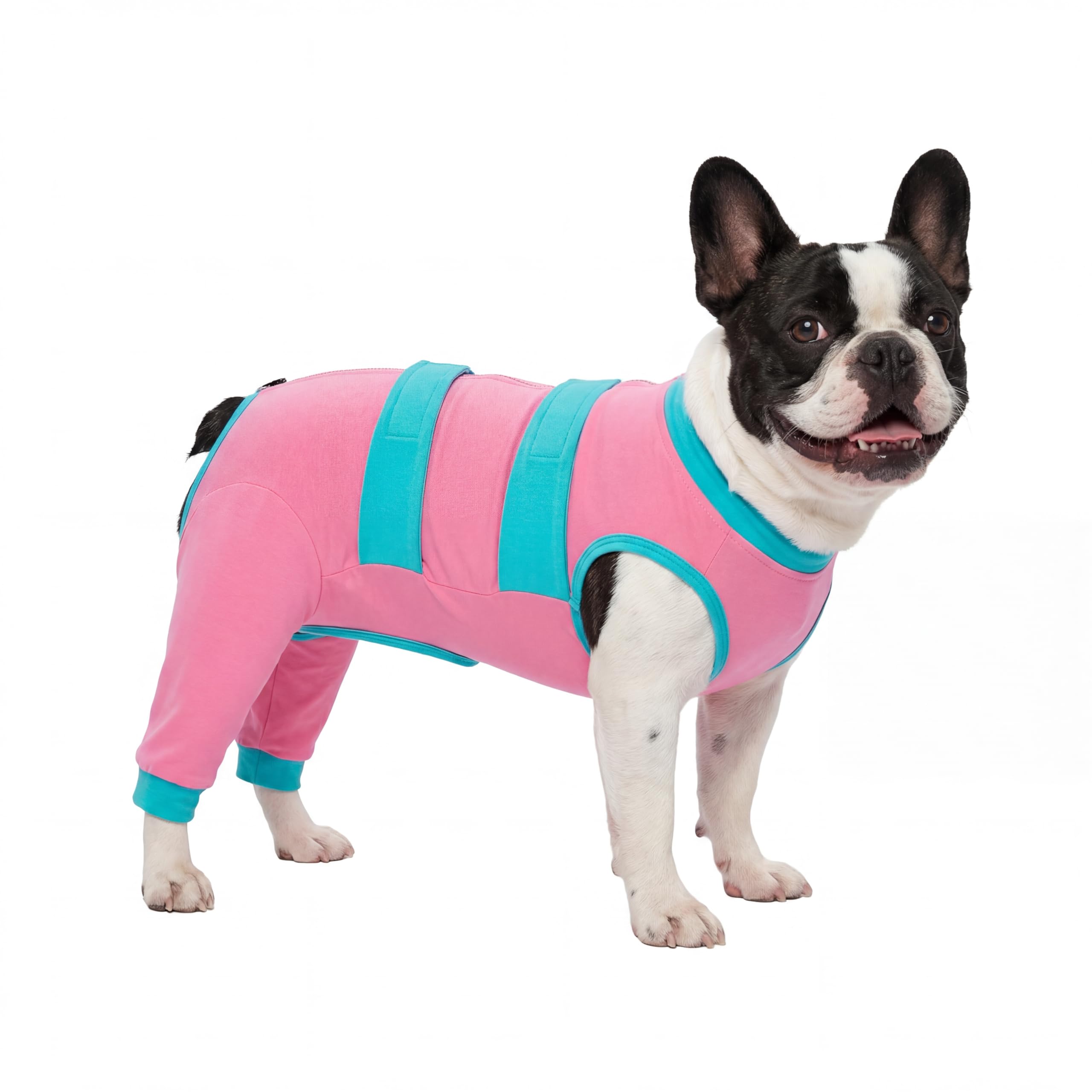 Lelepet Dog Recovery Suit, Rear Leg Wound Protector for Small Dogs, E-Collar Alternative Anti-Licking Spay/Neutering Suit for Male/Female Dogs, Pink XS