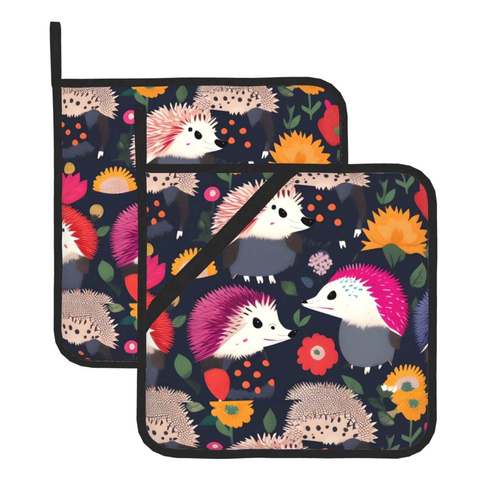 Square Heat-Insulating Pot mat WHJSSF Floral Hedgehogs Pattern Anti-scalding and Heat-Insulating for Kitchen Cleaning and Outdoor Barbecue