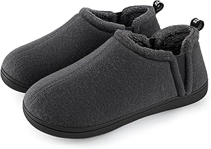 Snug Leaves Men's Faux Wool Slippers Comfy Warm Winter House Shoes with Elastic Gores