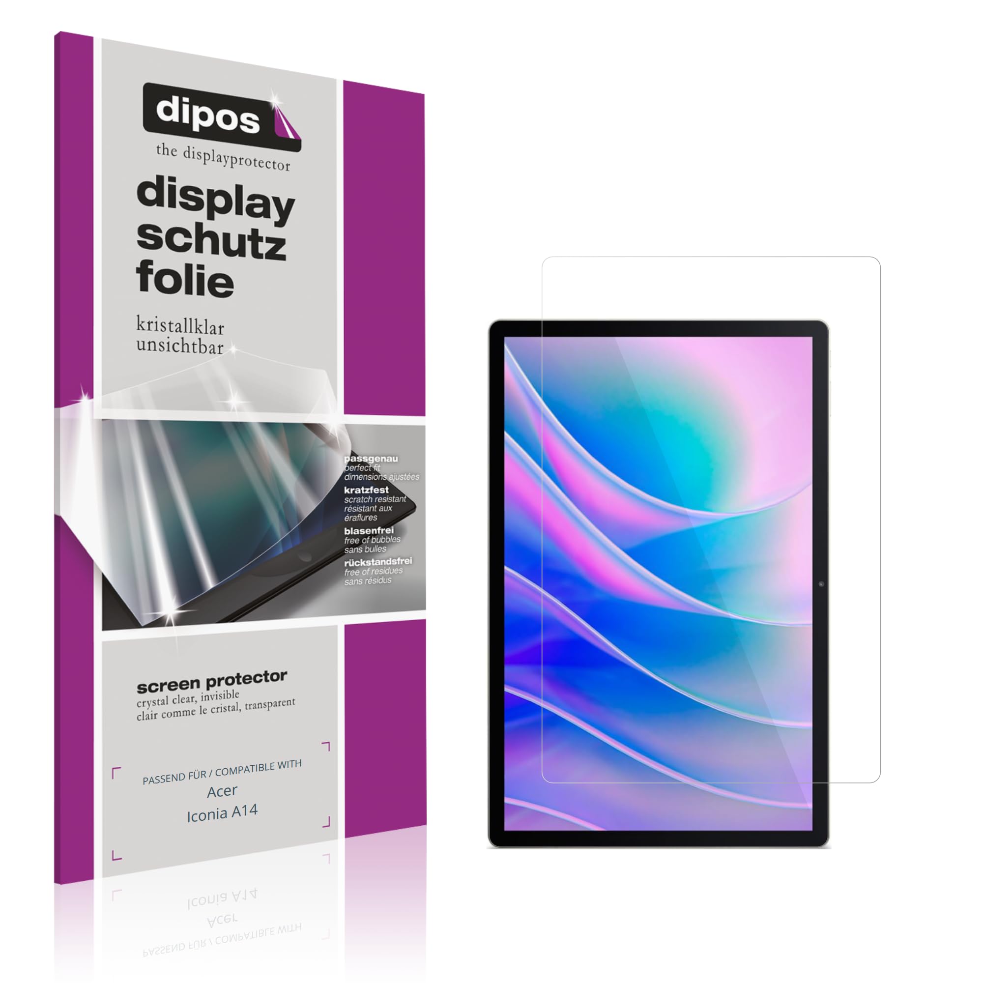 dipos 2x Protector de Pantalla claro para Acer Iconia A14