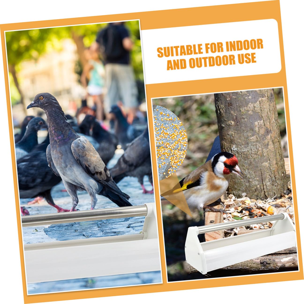 VICASKY Mangeoire à Pigeons Facile à Nettoyer et Anti-éclaboussures en Acier Inoxydable et Plastique Lot de 2 pour Oiseaux en Extérieur Les Parcs