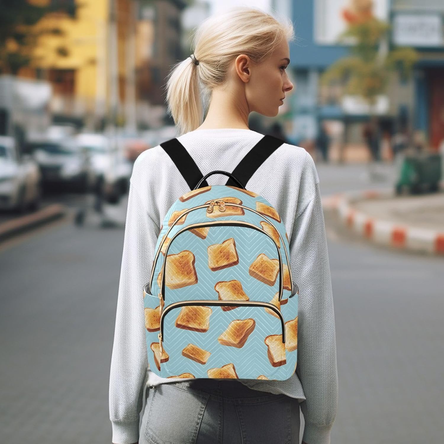 Toasted Bread Slices Backpack Purse for Women Shoulder Bag Fashion Daypack Ladies Handbag Lightweight Travel Bag Rucksack