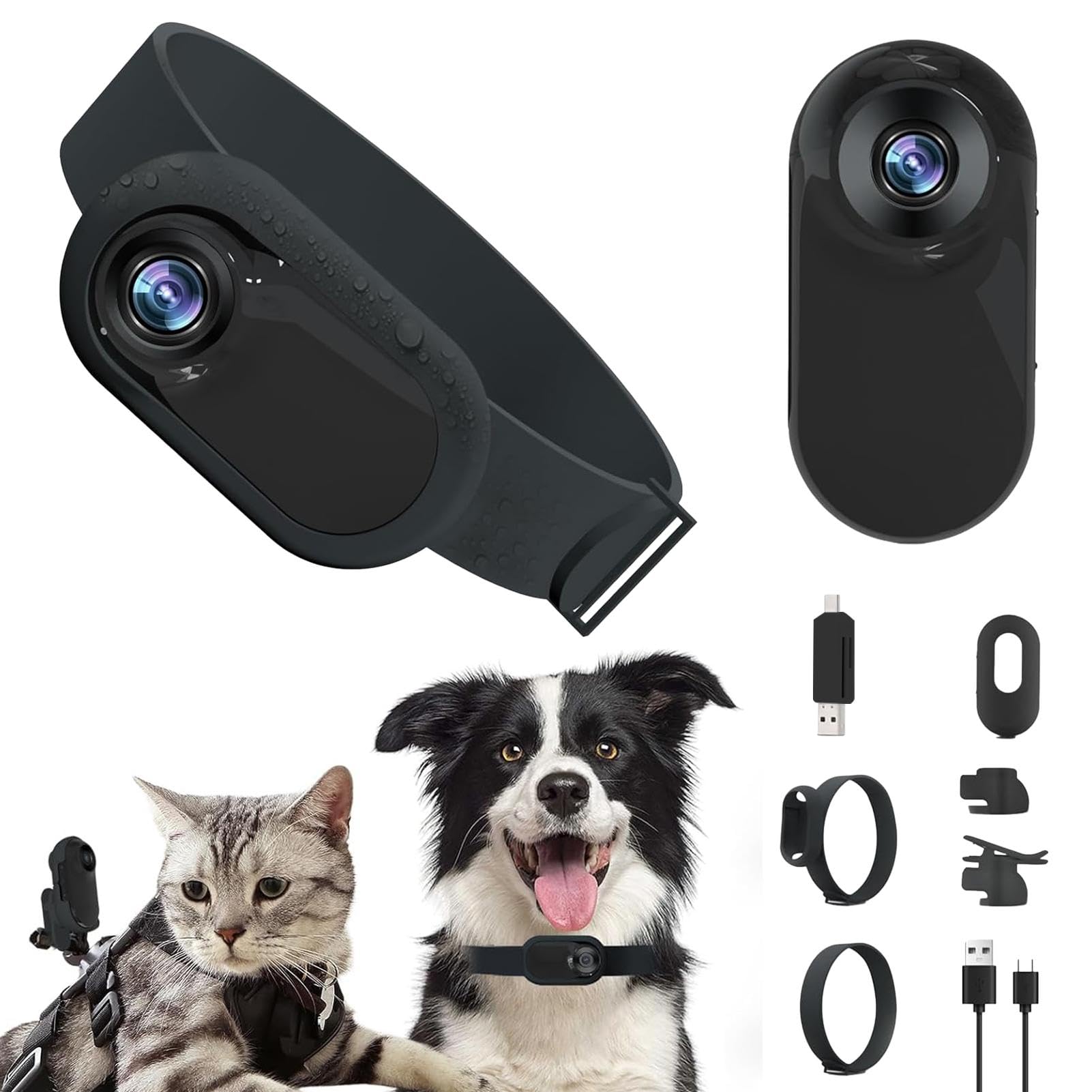 Collare Per Fotocamera Per Gatti | Fotocamera Per Azioni Corporee | Telecamera Per Collare Per Gatti Per Animali Domestici | Fotocamera Sportiva HD 1080p Con Registrazioni Video E Registrazioni