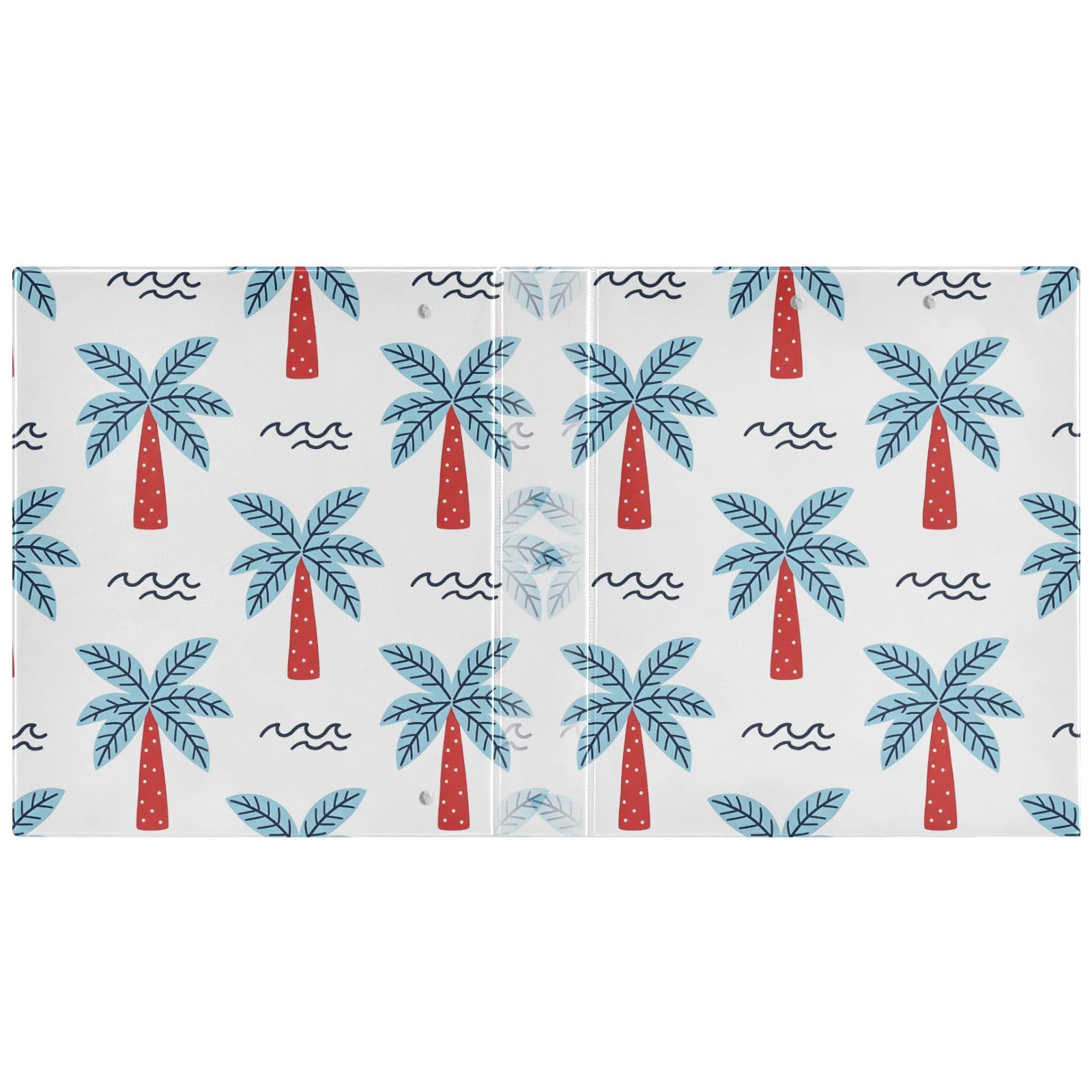 Raccoglitore a 3 anelli con motivo albero tropicale 3,8 cm, anelli rotondi per 200 fogli, 3 raccoglitori ad anelli con clip in metallo antiscivolo