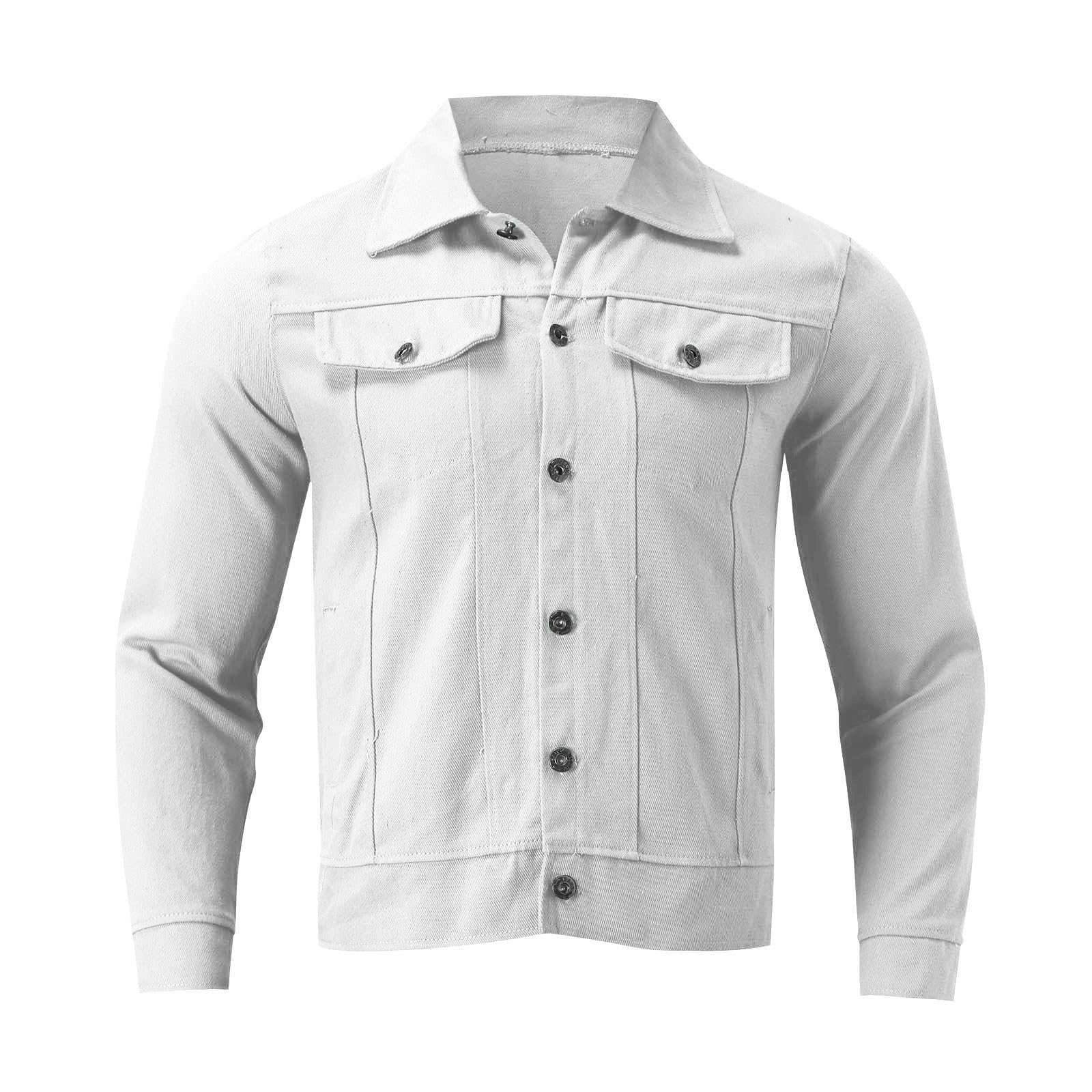 Generico Giacca Jeans Uomo, Giubbotto Uomo Primavera, Maniche Lunghe Nuova Giacca Casual da Lavoro Primaverile E Autunnale vestibilità Ampia Tinta Unita Jacket Quotidiana Outing Indossare