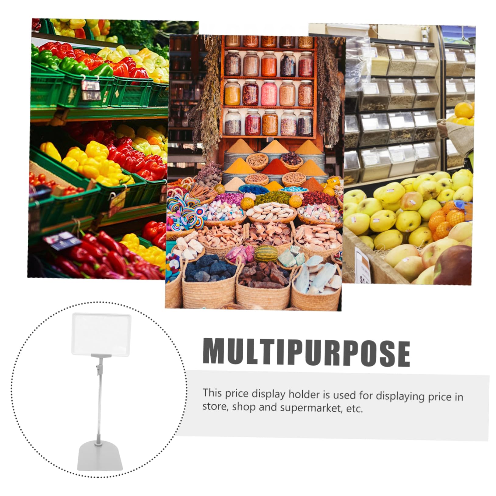 DOITOOL Espositore Prezzi Supermercato Riutilizzabile A5 Design Stabile in Acciaio Inossidabile e Plastico, per Frutta e Verdura in Supermercati