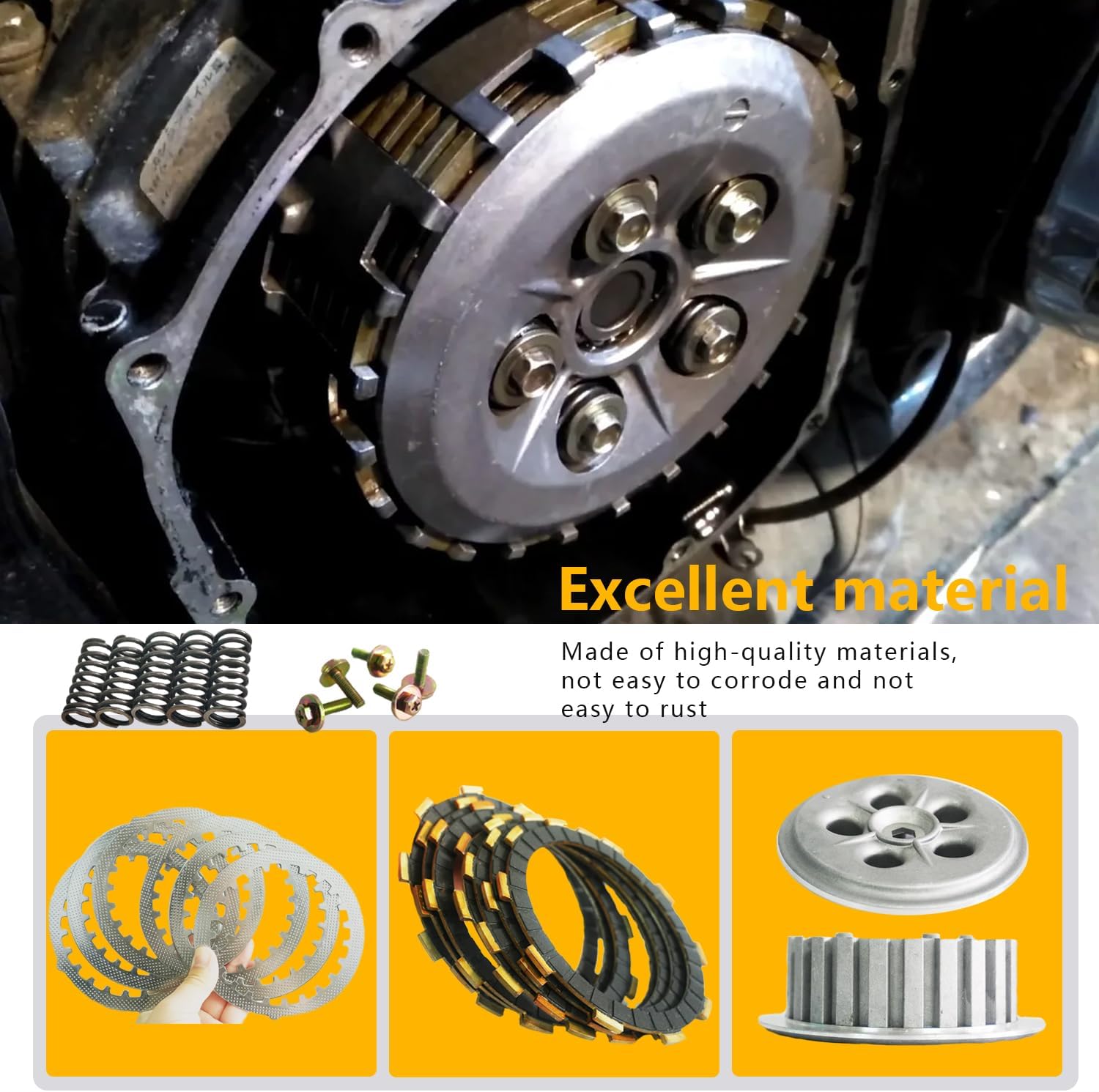 Clutch Center Inner Hub & Outer Pressure Plate & Clutch Kit with Heavy Duty Springs for ATV 1988-2006 Ya-maha Blaster 200 YFS200