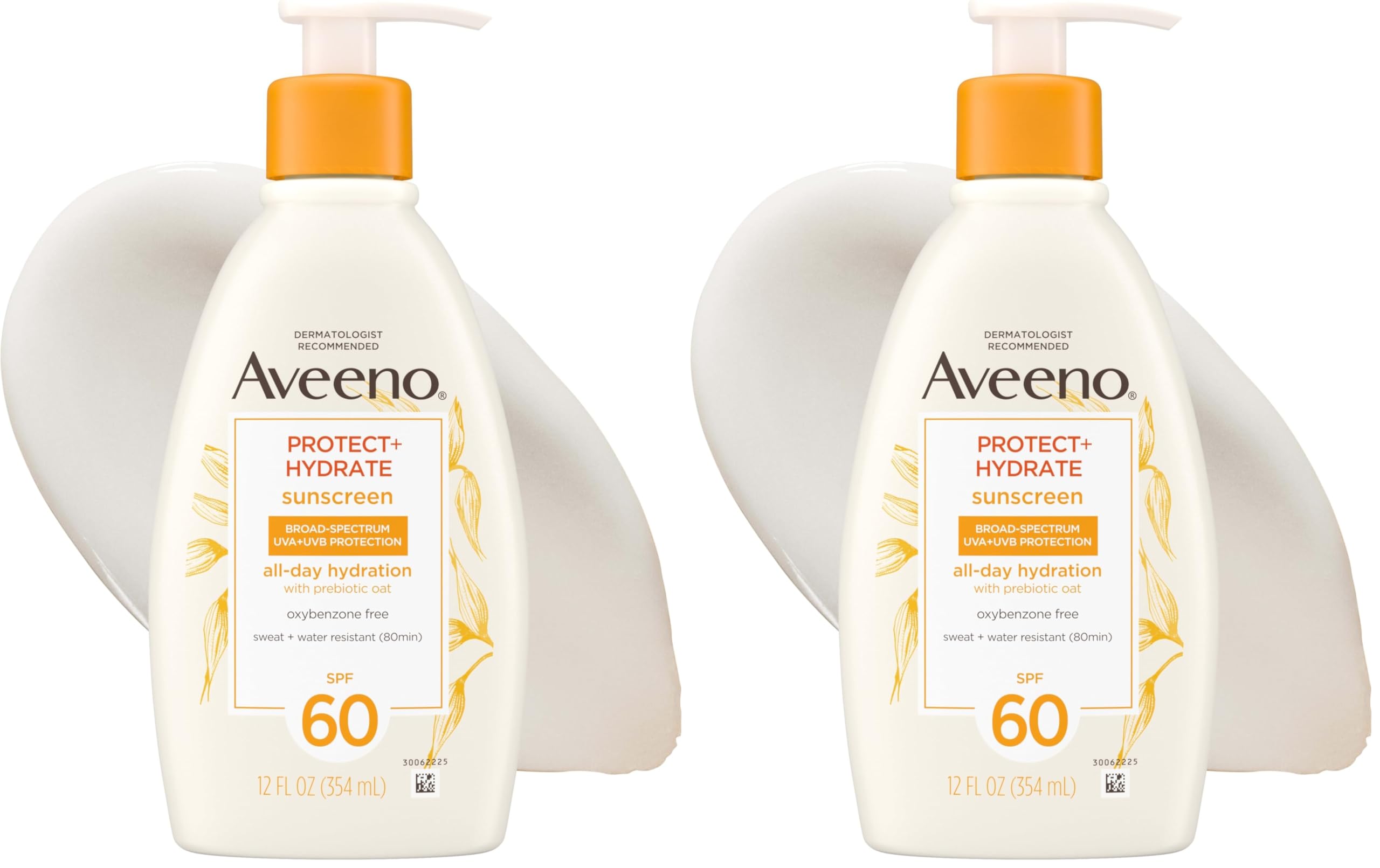 Aveeno Protect + Hydrate Sunscreen Lotion SPF 60, 12 Fl Oz (Pack of 2) | Daily Moisturizing Sunscreen for Sensitive Skin - main product image