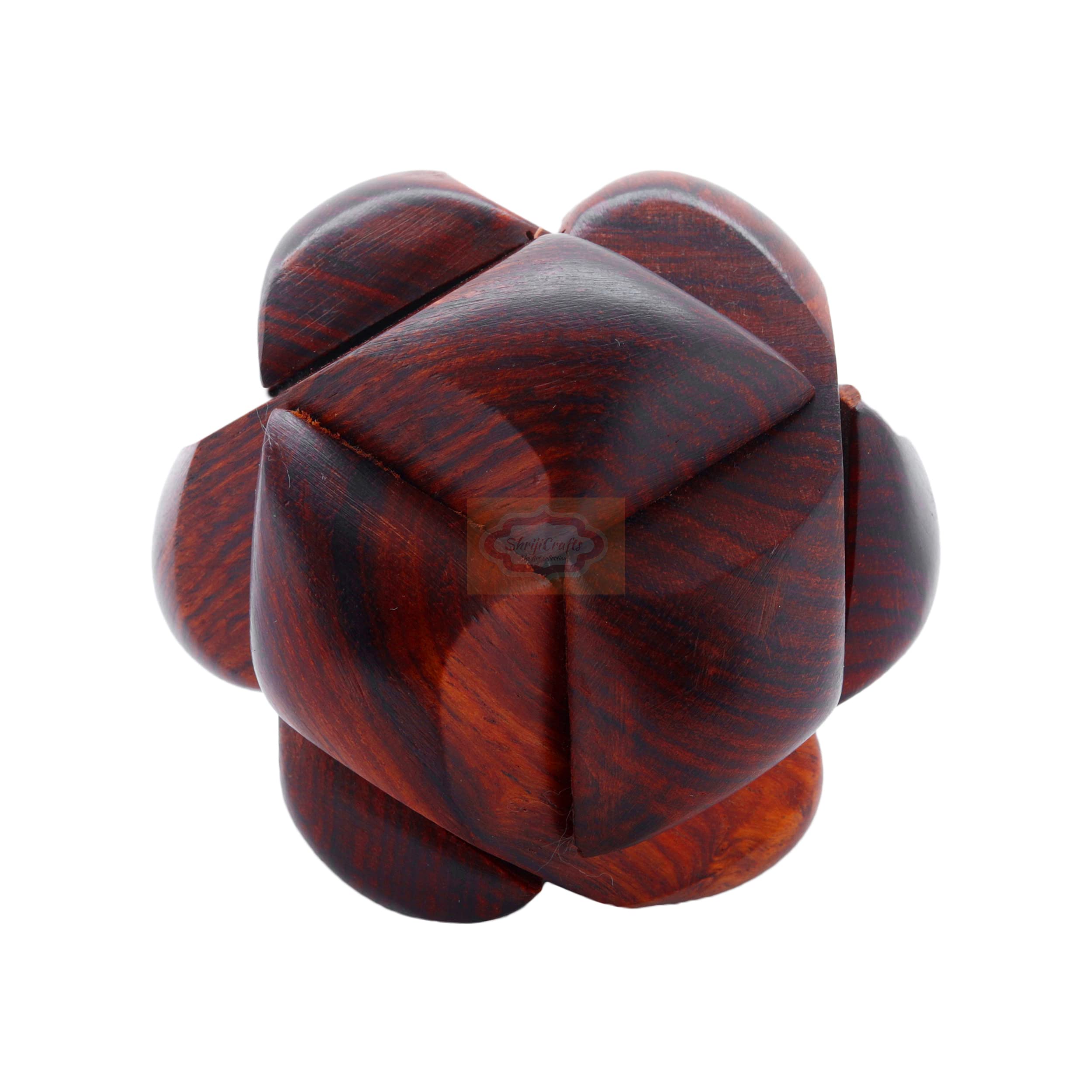 Shriji Crafts Arts Hand-Crafted Wooden Jigsaw 3D Soccer Ball Brain Teaser Puzzle Games for Kids (6 Parts, 3-inch) IQ Brain Games