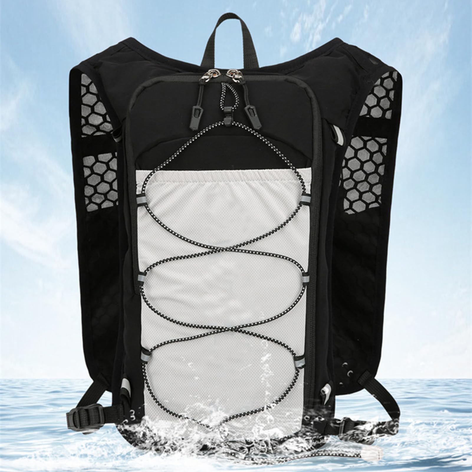 Sac à dos d'eau pour la course, sac à dos à courir | MARATHONERER RACKE WATER DAYPACK - Pack multi-fonctions réfléchissantes pour randonnée des sentiers de randonnée des marathons de course à cyclisme