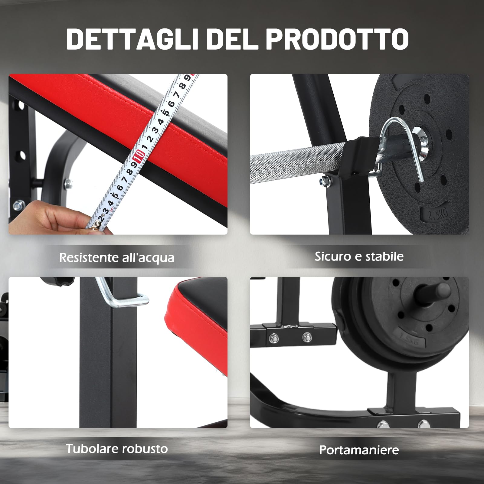 ISE Panca Multifunzione Palestra Casa, Panca Pesi Regolabile con Supporto Bilanciere Schienale Reclinabile Fitness per Allenamento a Casa